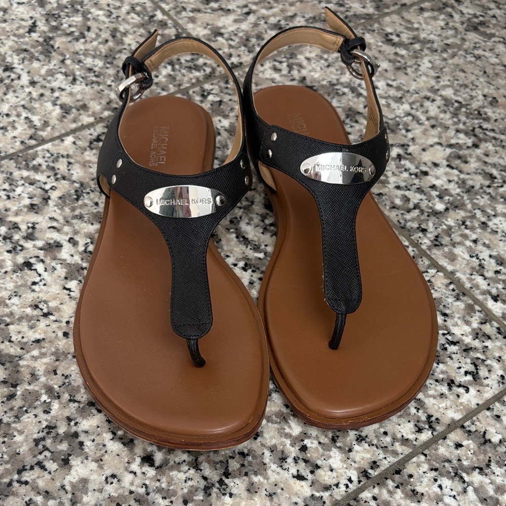 Michael Kors Black and Tan Sandals